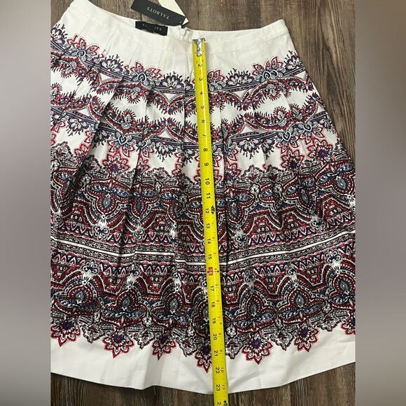 NWT Talbots Petite Paisley Pleated A-Line Cotton Blend Skirt Size 8P - Picture 8 of 8